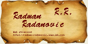 Radman Radanović vizit kartica
